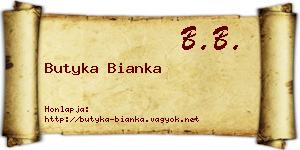 Butyka Bianka névjegykártya